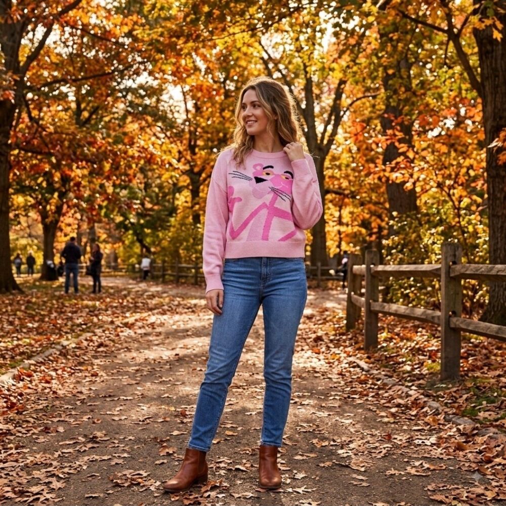 NWT Divided by H&M Pink Panther Acrylic Sweater Size Medium
